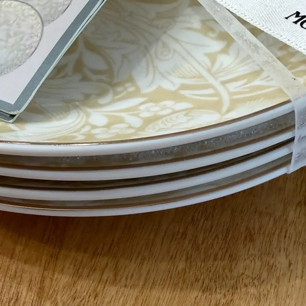 William Morris & Co Compton Appetizer Plates 6.5” Set of 4 Fine China Floral